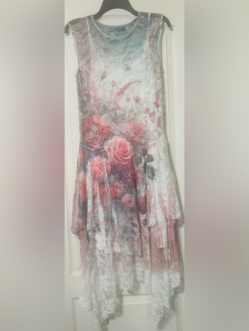 Origami Floral Lace A-Line Midi Dress - Picture 2 of 7